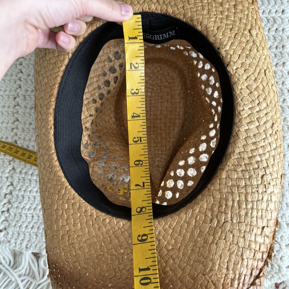 Peter Grimm Cowboy Hat Woven Straw Paper One Size Open Weave Tea Stain Tan Brown - Picture 4 of 11